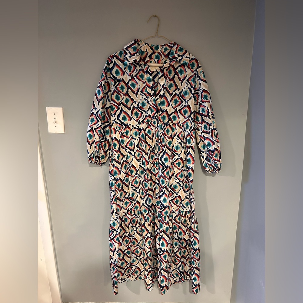 Maeve Geometric Long Sleeve Dress - Multicolor